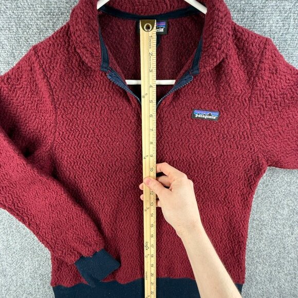 Patagonia Wool Polyester Blend Fleece Jacket Small Red 1/4 Zip Logo Woolyester - Picture 3 of 14